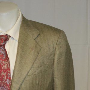 Saint Andrews 100% Cashmere Beige Herringbone Three Roll Two Sport Coat 38S